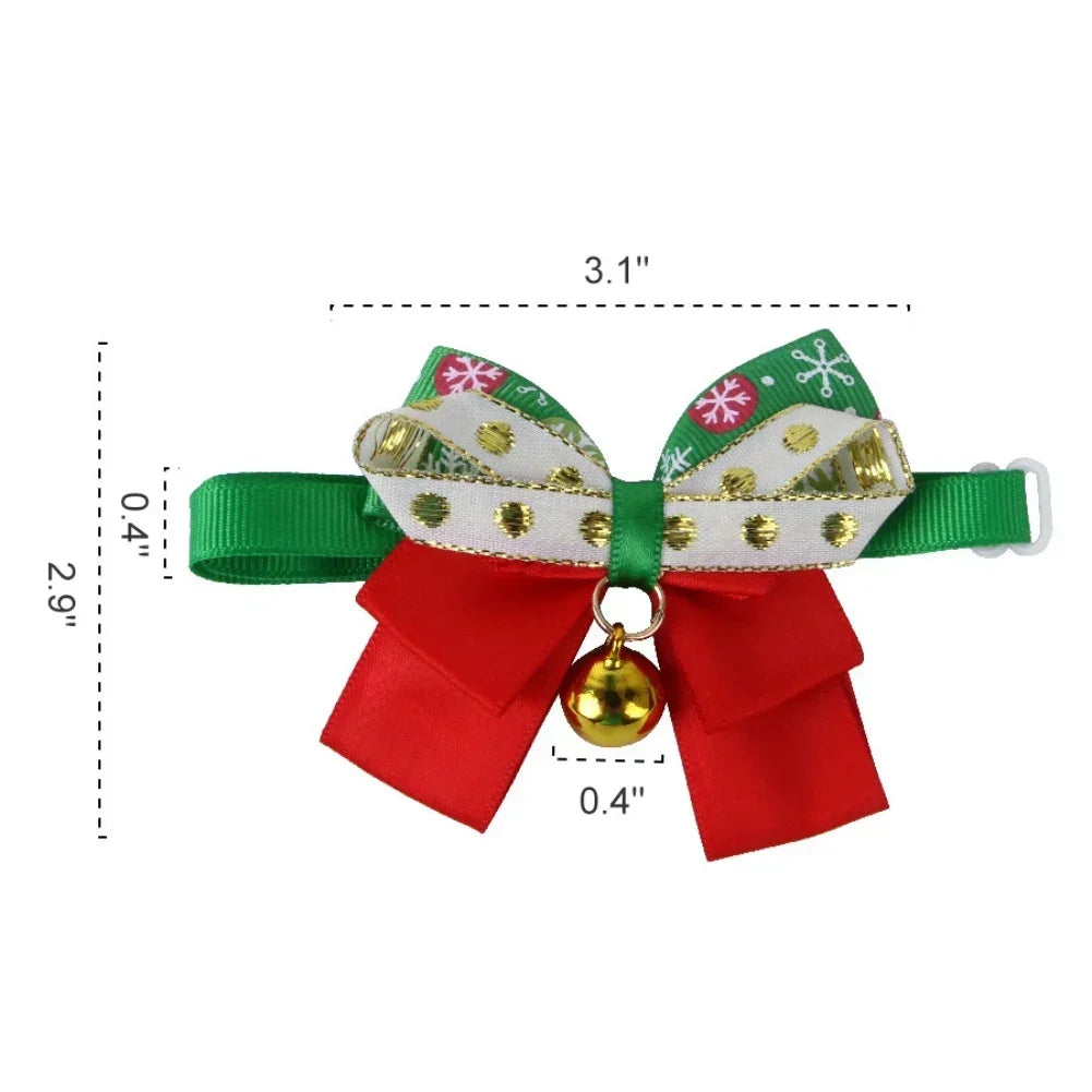 New Year's Christmas Pet Collar With Bell Cute Bow Tie For Cats And Dogs Including Kittens Puppies Chihuahuas And Pugs