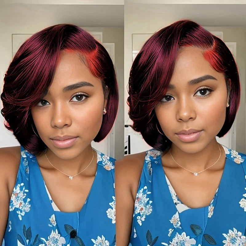 Short Bob 13x4 Lace Front Pixie Cut Wig 180 Density Remy
