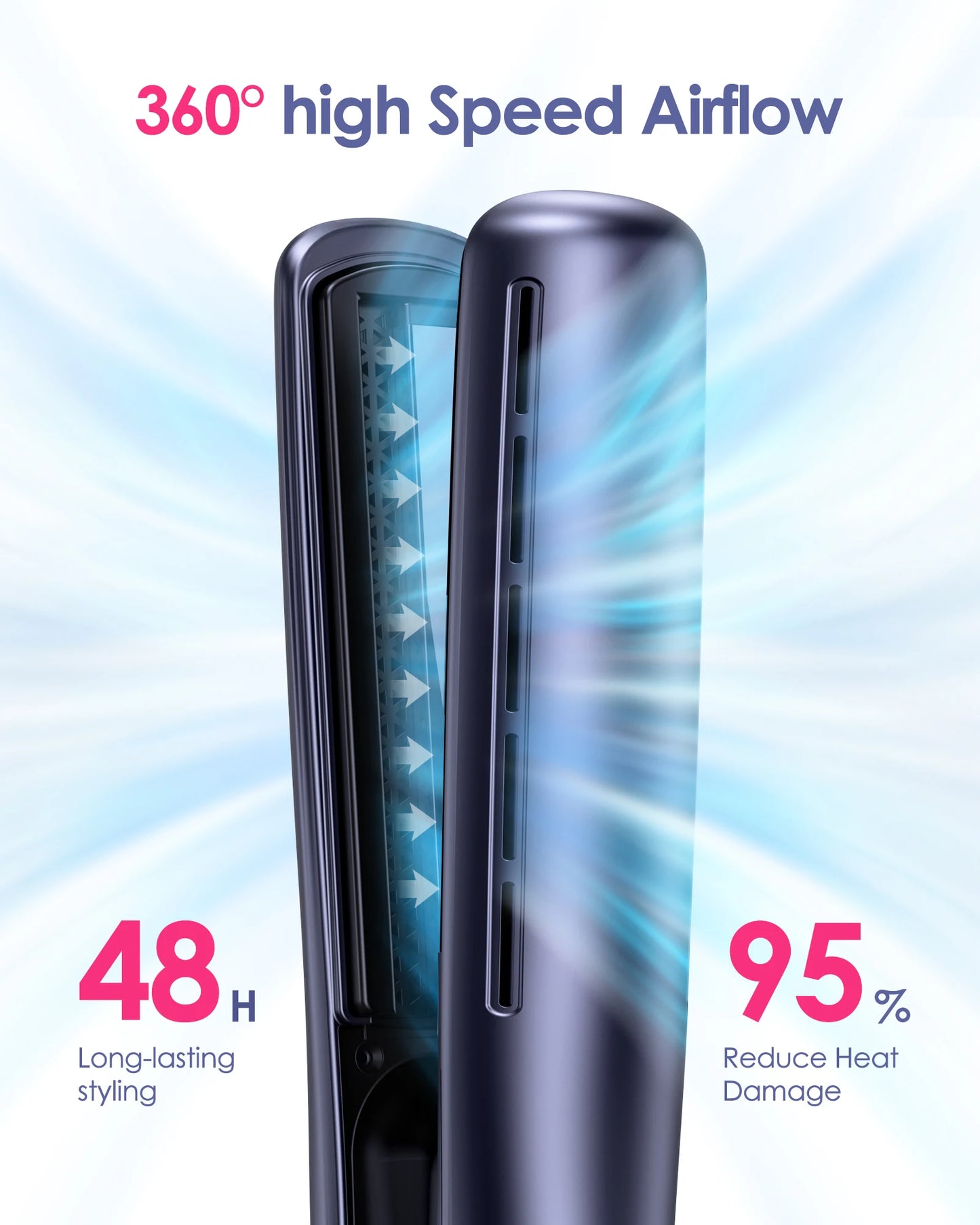 BOPCAL 3 In 1 Cold Air Straightener Flat Iron Negative Ion