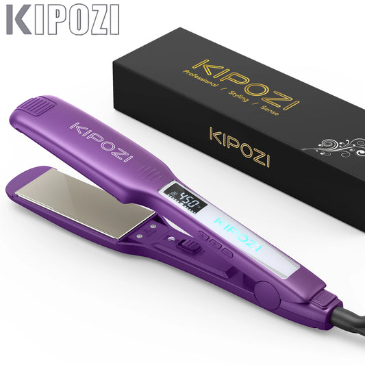 KIPOZI Titanium Flat Iron With LCD Display Dual Voltage