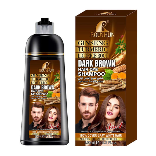 Brown Hair Color Shampoo for Gray Hair Instant Dye In Minutes Long Lasting Color