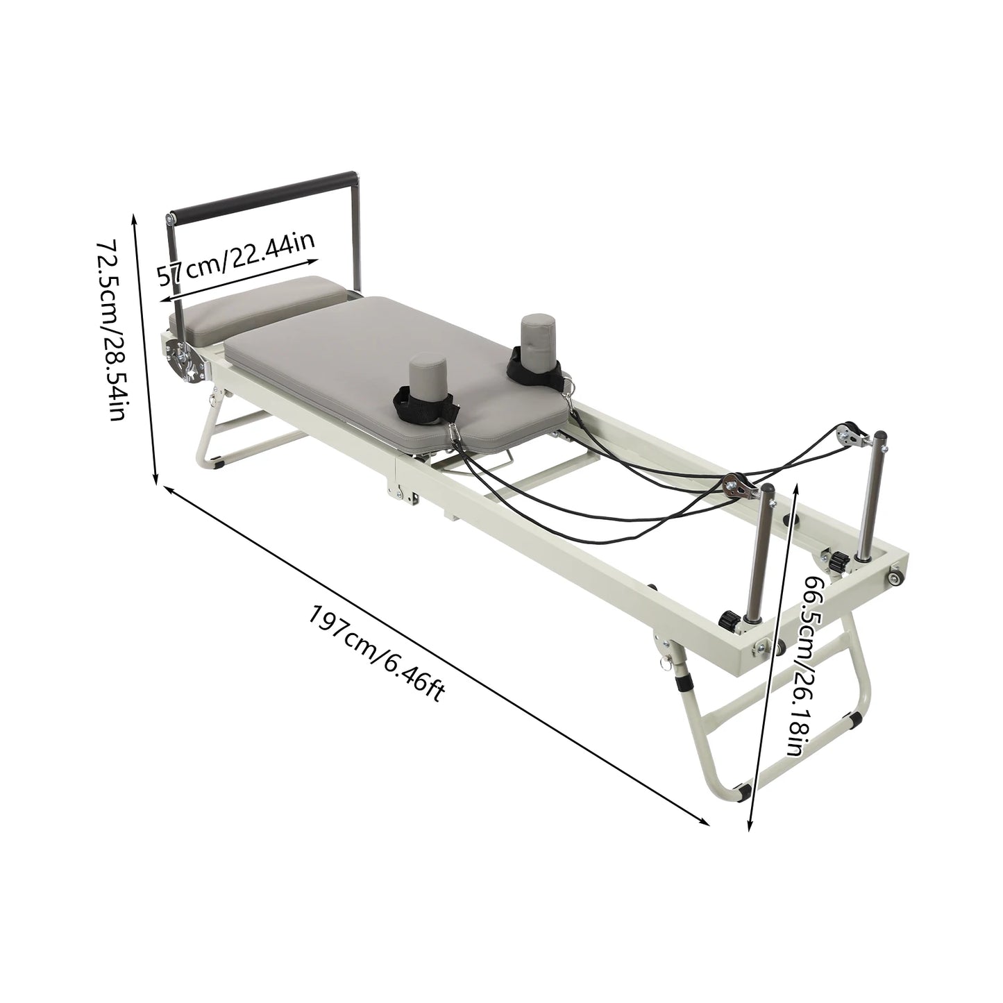 Latex Spring Dual-Purpose Multi-Functional Fitness Yoga Bed Grey 264.55lbs Load 3 Gear Rope 2 Spring 4 Foot Bar Steel Foldable