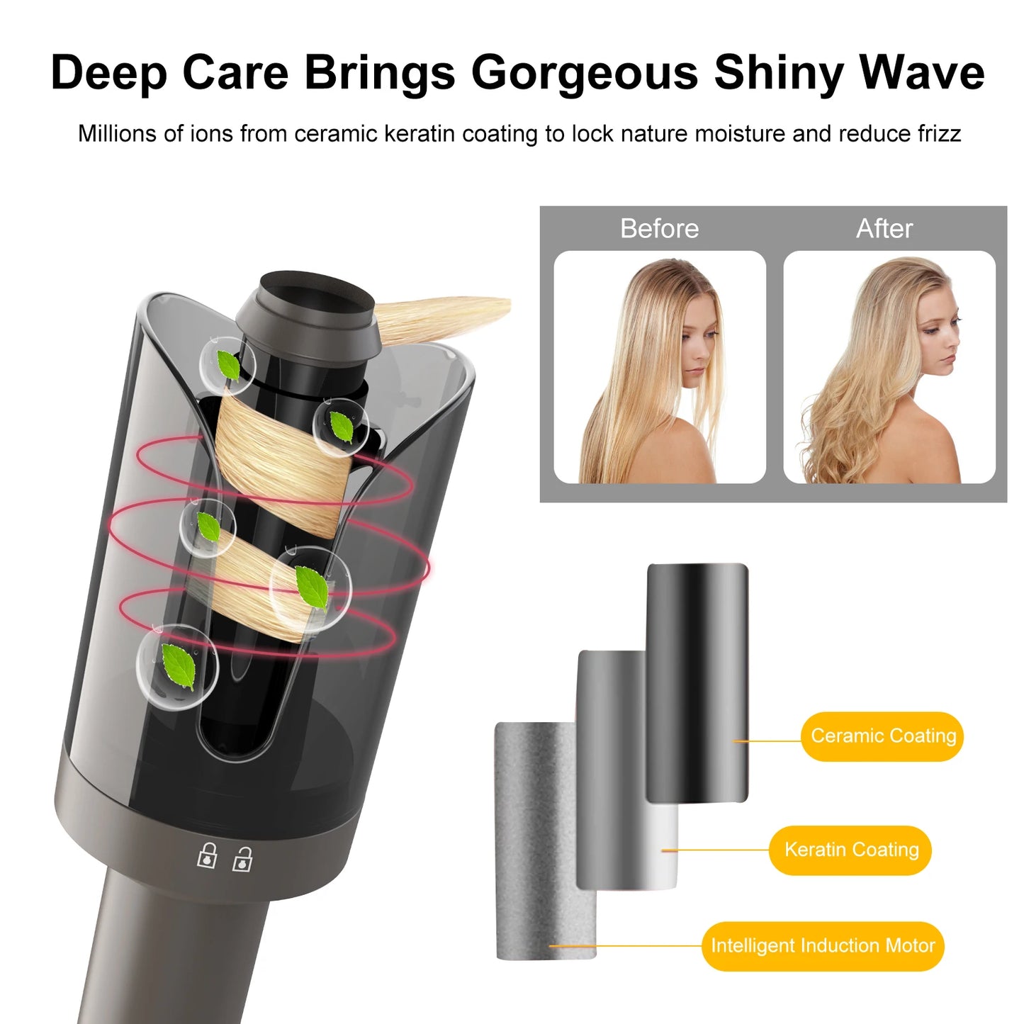 Pretfy Auto Hair Curler With Left Right Rotation Wand