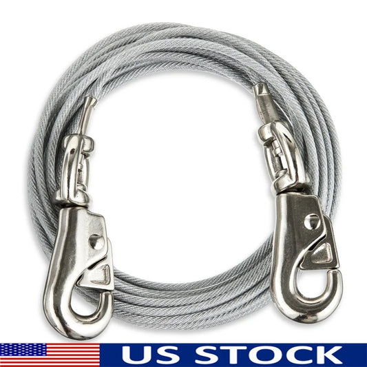 Ultra Durable 25ft Reflective Tie-Out Cable Dogs Up to 125lbs Safe Play in Yard Rust Resistant Vinyl Covering