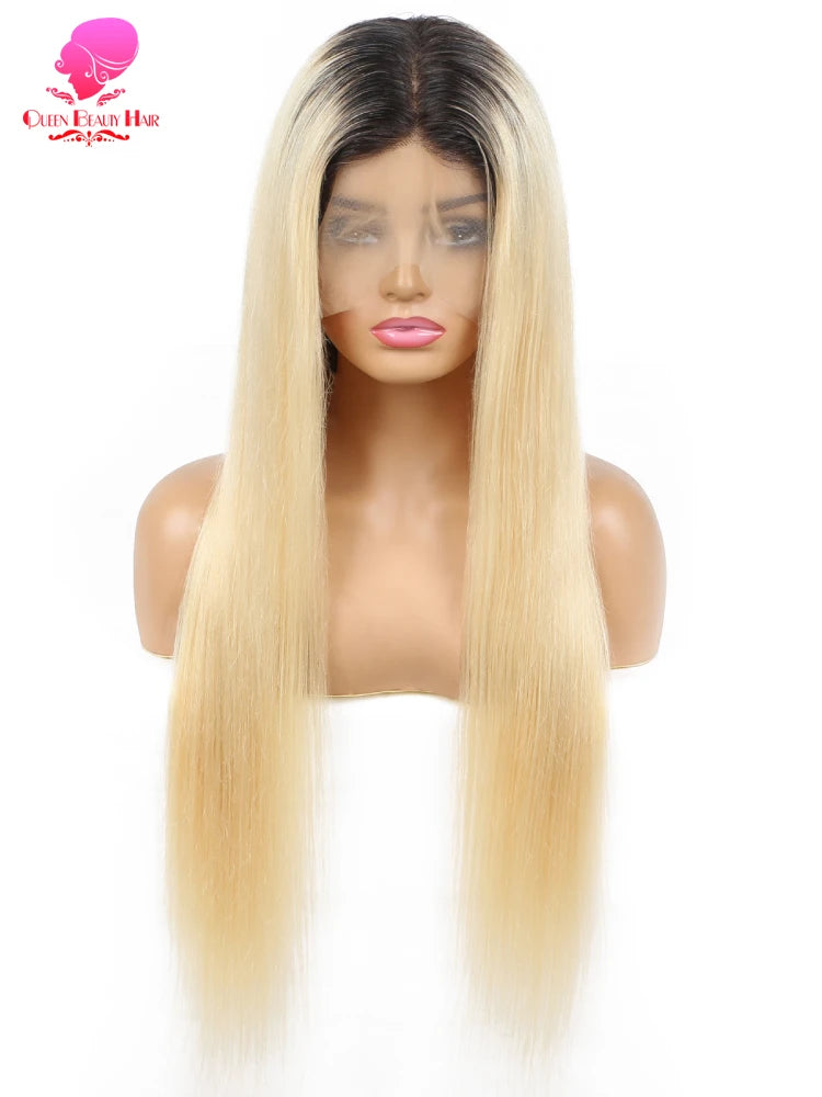 13x6 Lace Frontal Wig Ombre Blonde 1B 613 Full Lace Wig