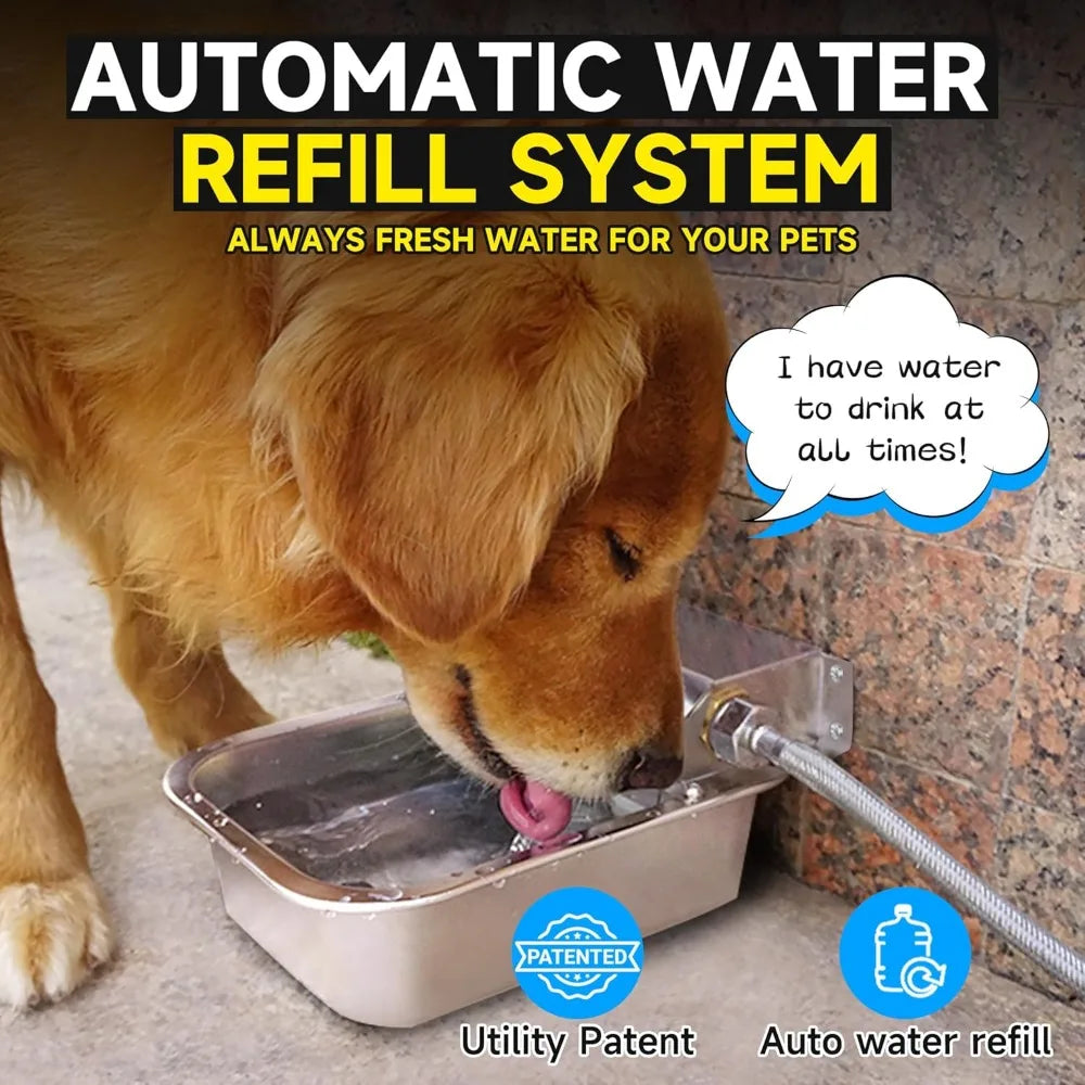 Automatic Water Dispenser for Dogs, 3L/101 oz 304 Stainless Steel Dog Water Feeder, Auto-Fill Large Waterer for Pets & Livestock