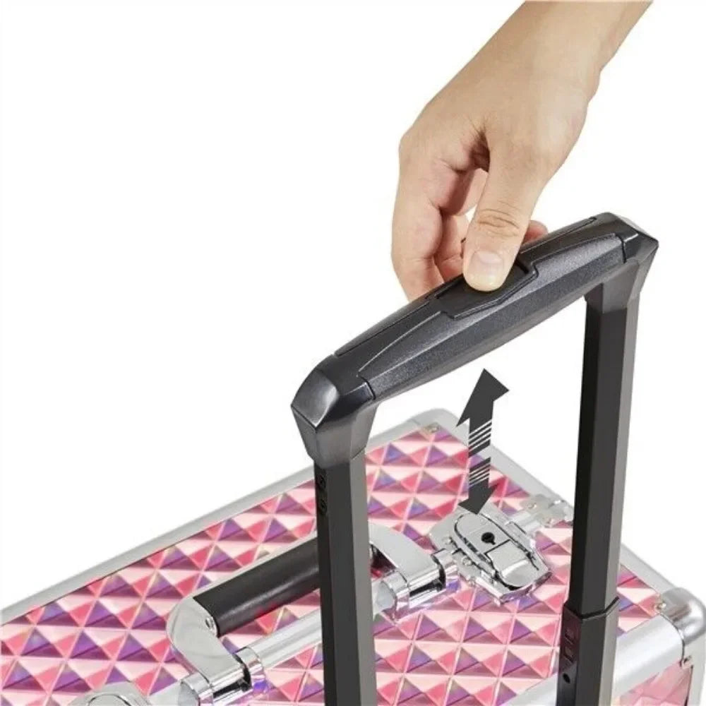 Rolling Makeup Case Large Professional Aluminum Cosmetic with Drawer&Wheels