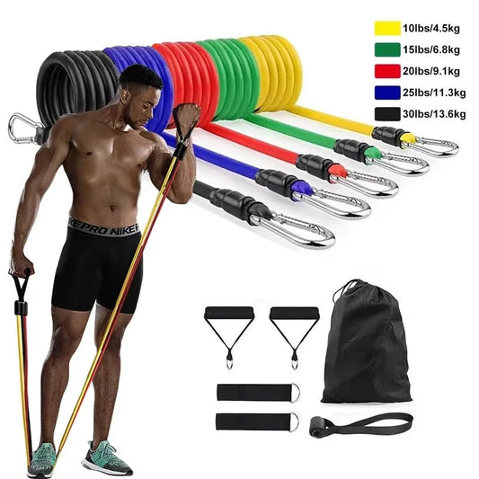 11 Pieces Set Crossfit Latex Resistance Bands Training Tube Yoga Rope Elastic Rubber Expander Fitness Equipment Belt