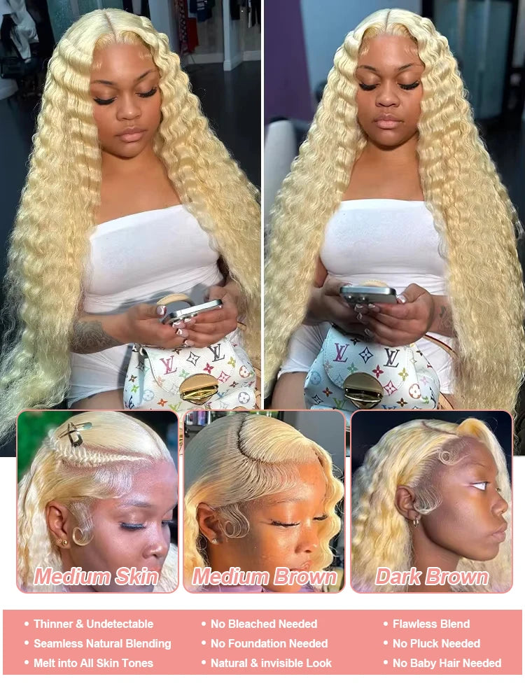 613 Blonde HD Lace Front Wig 13x6 Deep Wave Water Wave