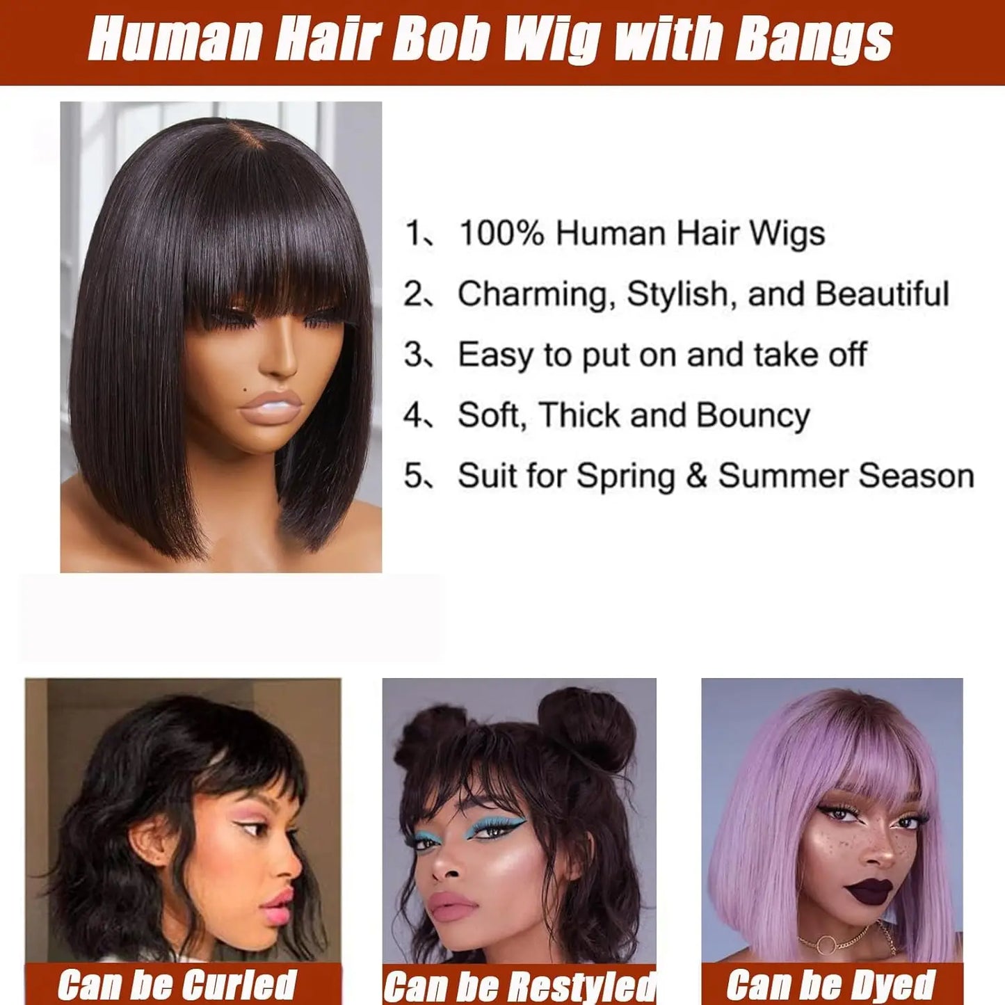 Straight Bob Wigs Human Hair 8 Inch 3X1 With Bangs Glueless