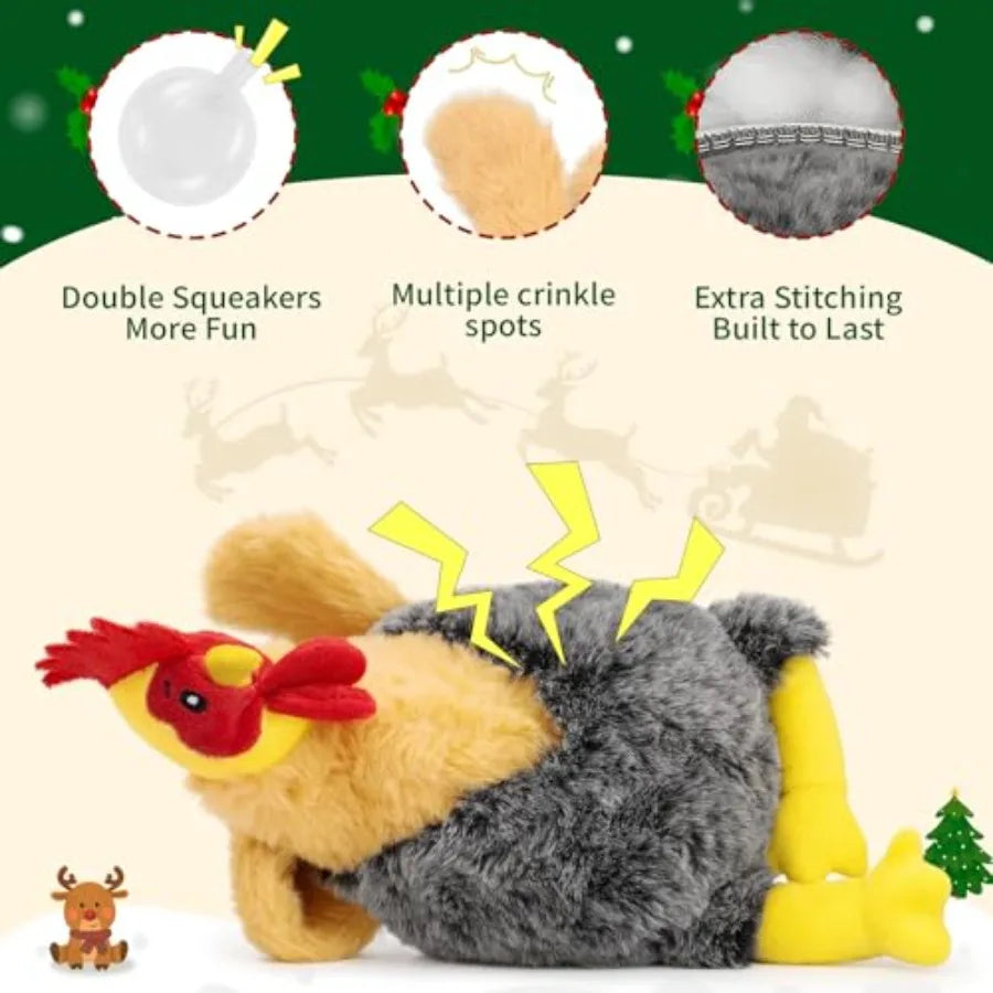 Christmas Squeaky Plush Chicken Dog Toy for Small Medium Large Dogs