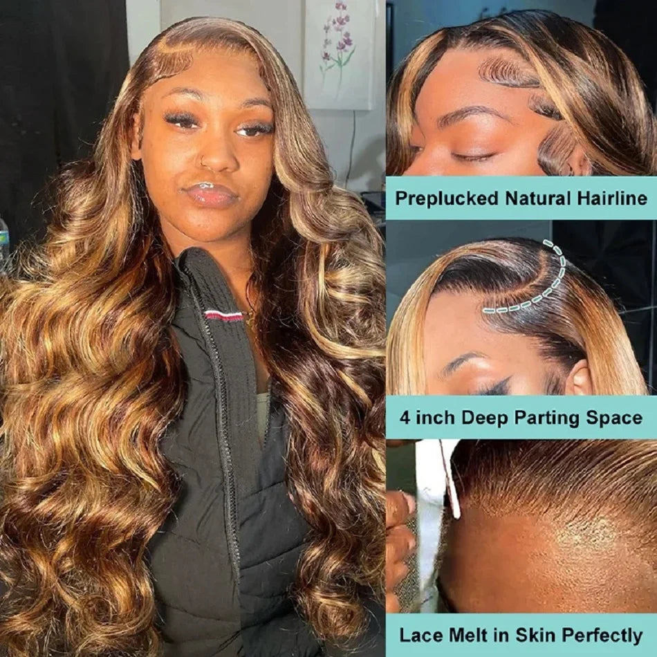 Lafino 200 Density 13x4 Lace Frontal Wig Body Wave Blonde