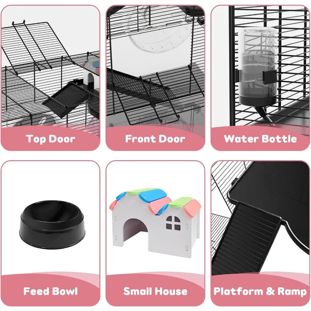 3 Tier Glass Hamster Tank Large Habitat 11In Running Wheel