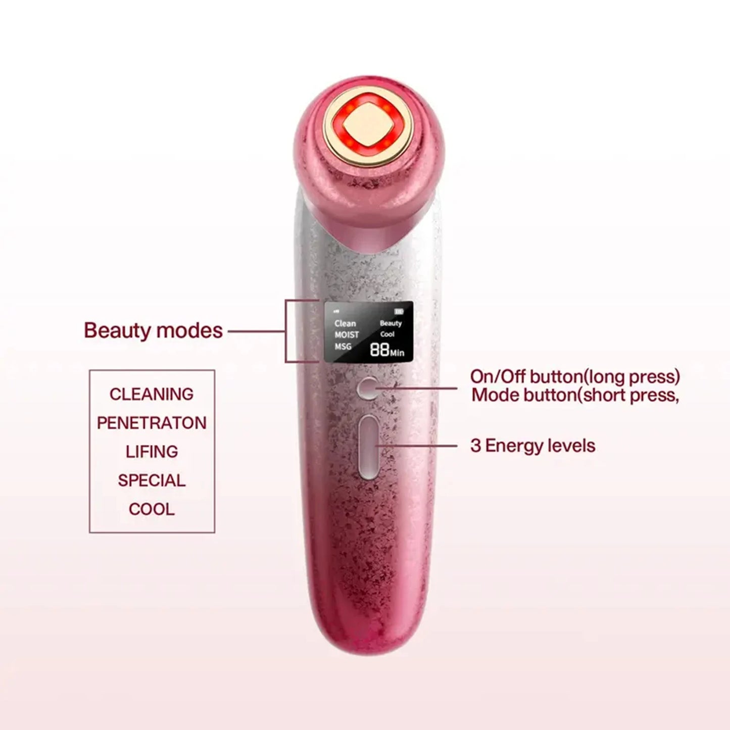 Facial Massager Face Beauty Device LCD Face Beauty Device Neck Skin Care Facial Massager High Frequency Vibration Women Men Gift