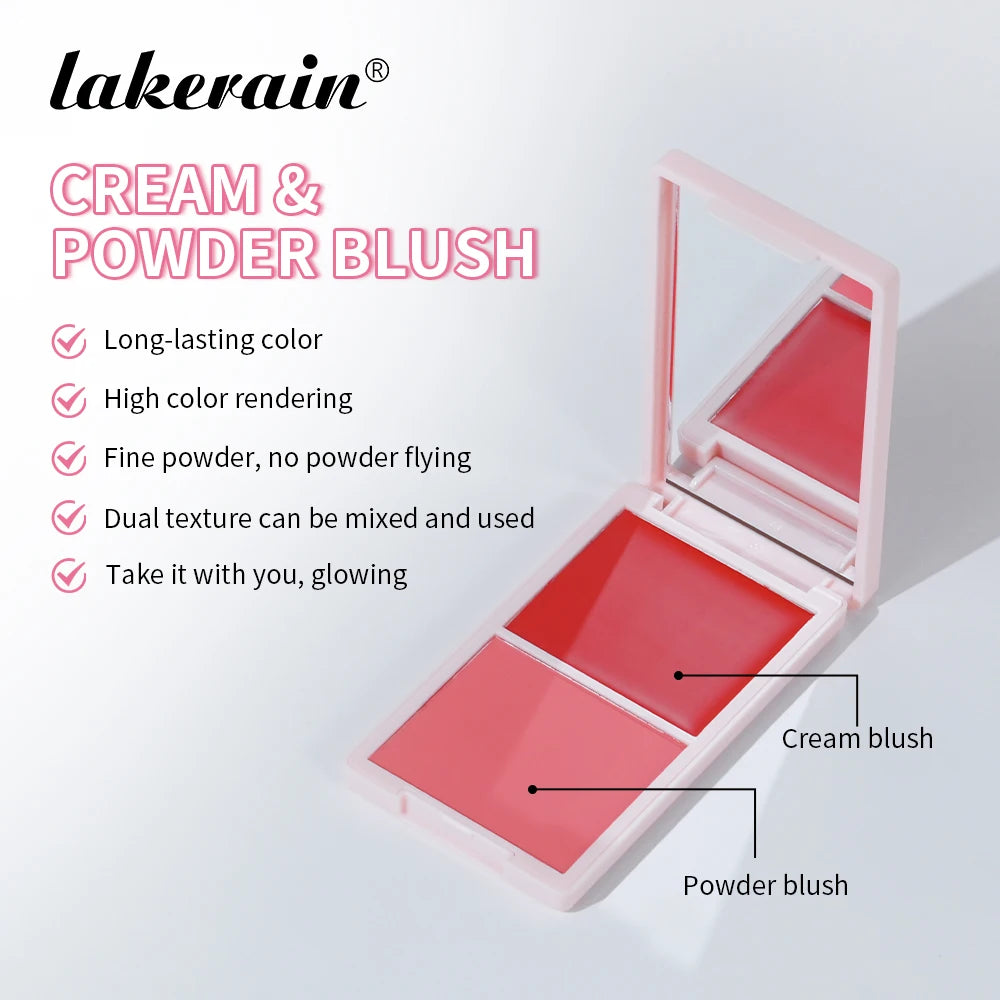 Cream&Powder Blush Palette Natural Long-lasting High Pigment Blusher Makeup Contour Powder Beauty Peach Pink Korean Makeup Blush