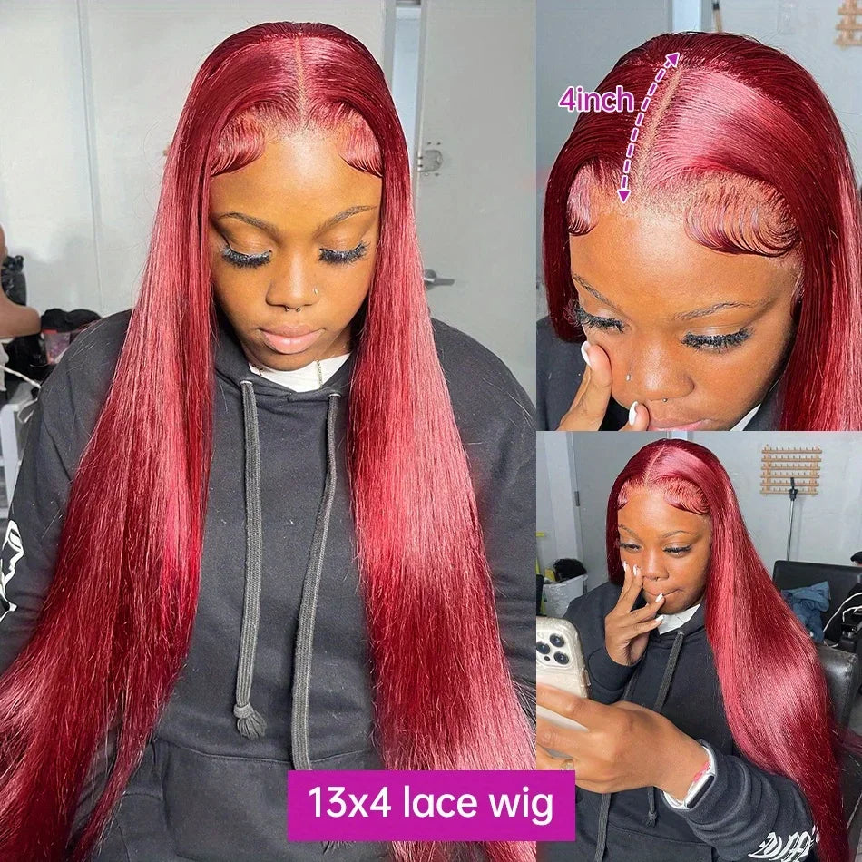 99J Burgundy HD Lace Front Human Hair Wig 13x4 Glueless