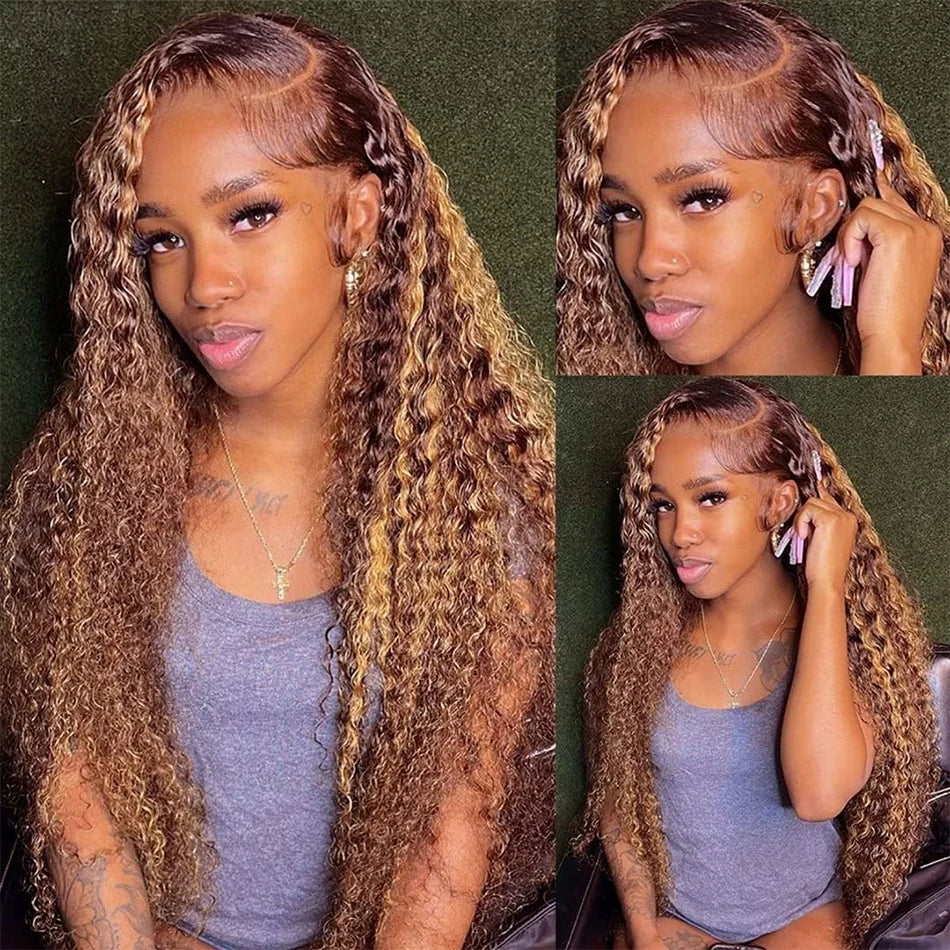 Wiggogo Ombre Deep Wave Blonde HD Lace Front Wig Human Hair