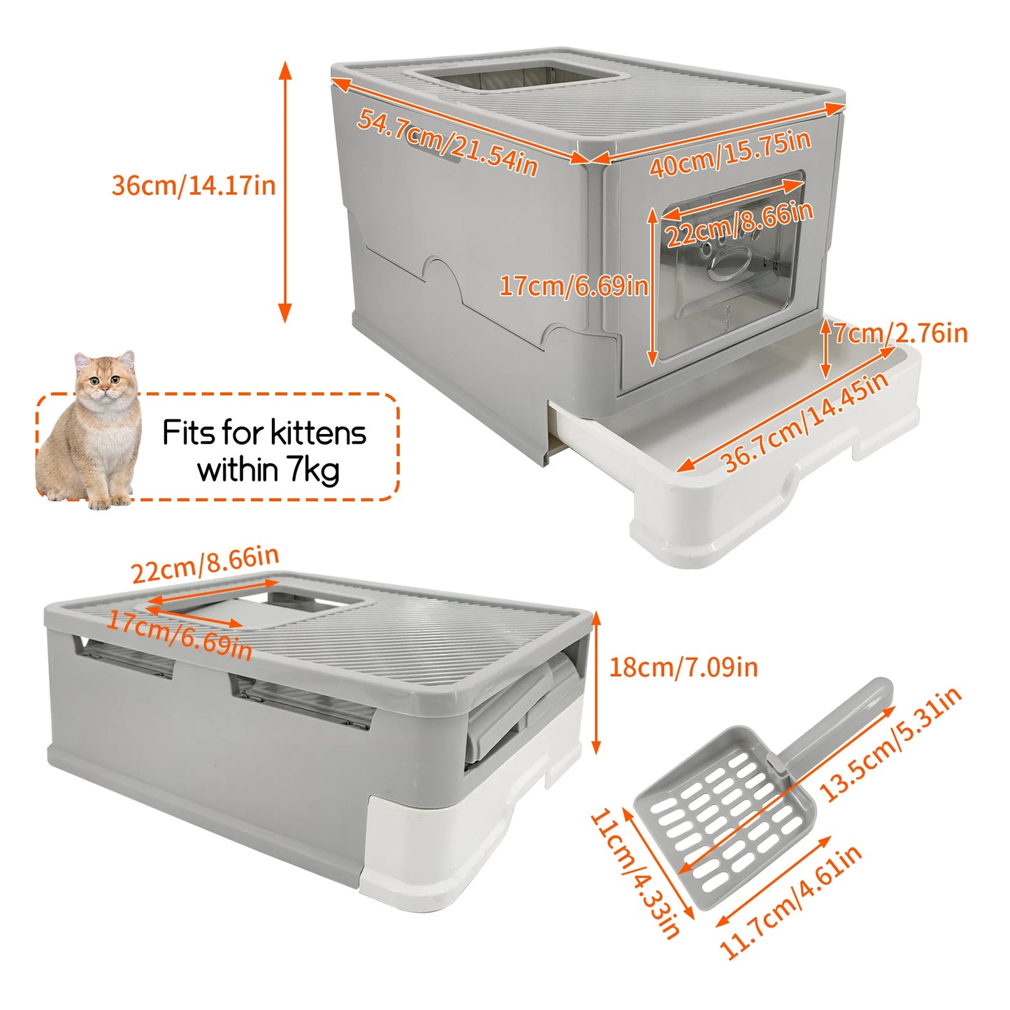 Large Enclosed Cat Litter Box With Lid High Sided Enclosure And Scoop Non Sticky