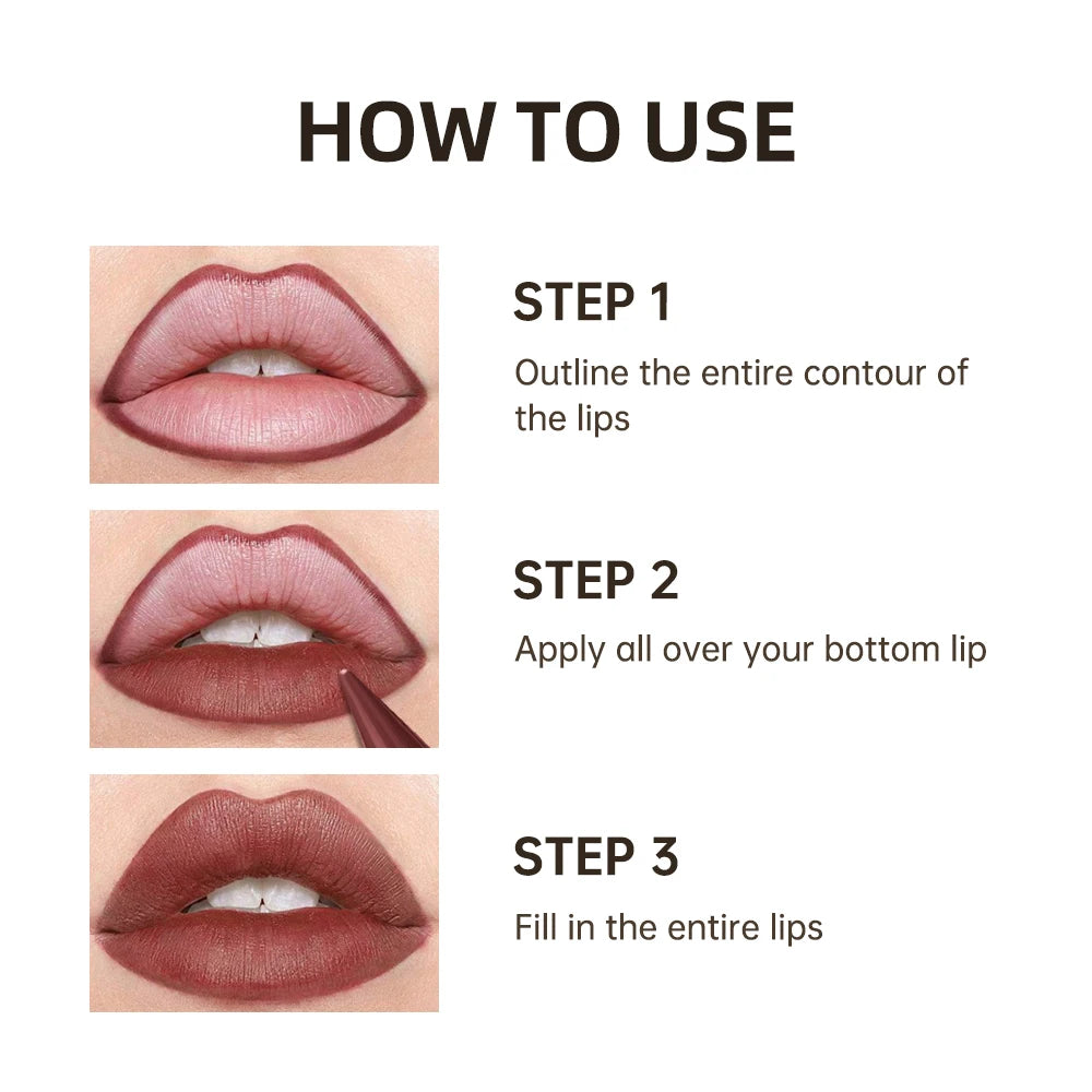Liner Lipstick 6Colors Matte Black Brown Velvet Lipstick Waterproof Non Sticky Contouring Tint Lipliner Crayon Lip Makeup