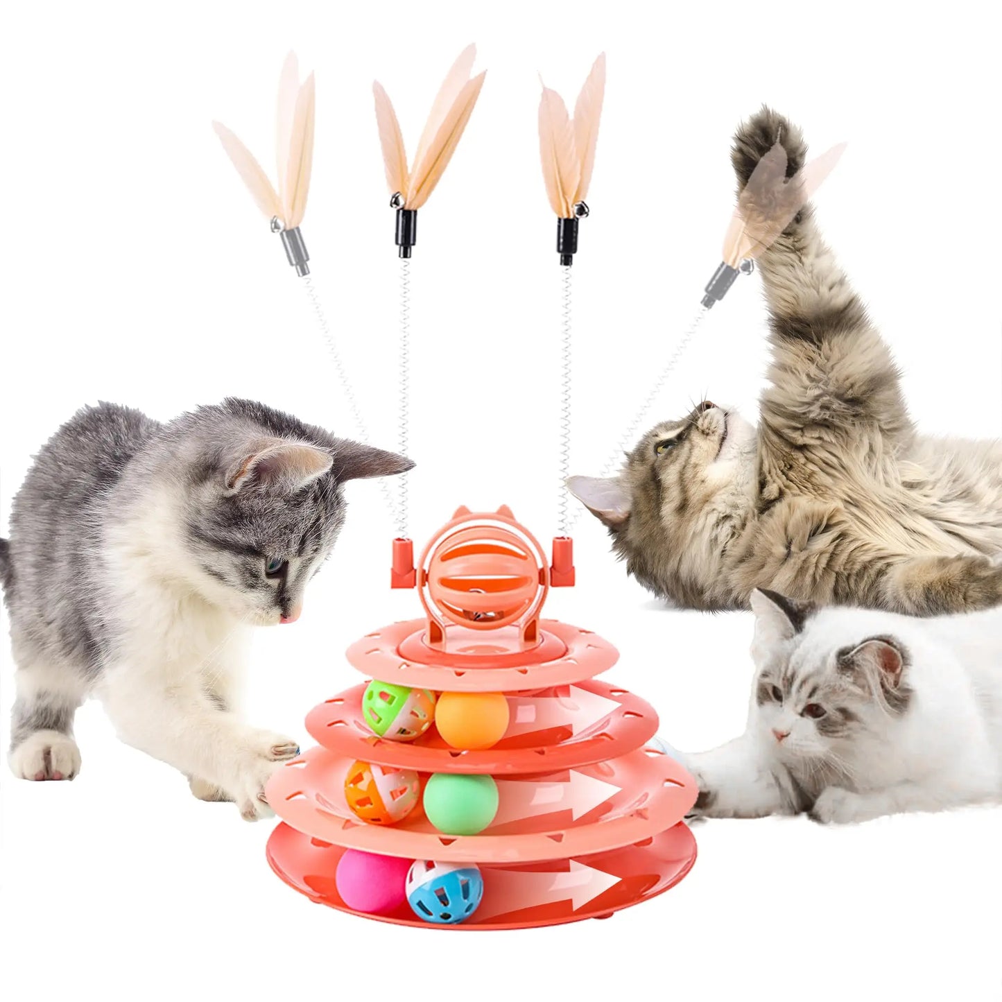 Engaging Interactive Cat Toy Puzzle Ball - Mental Stimulation for Indoor Cats & Kittens with Feather Teaser - Prevent Boredom