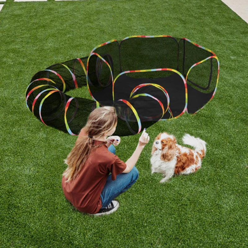 Outdoor Cat Cage Tunnel Enclosure Portable Cat Tent for Outside Playpen Pet Tunnel Playground for Cats and Small Animals