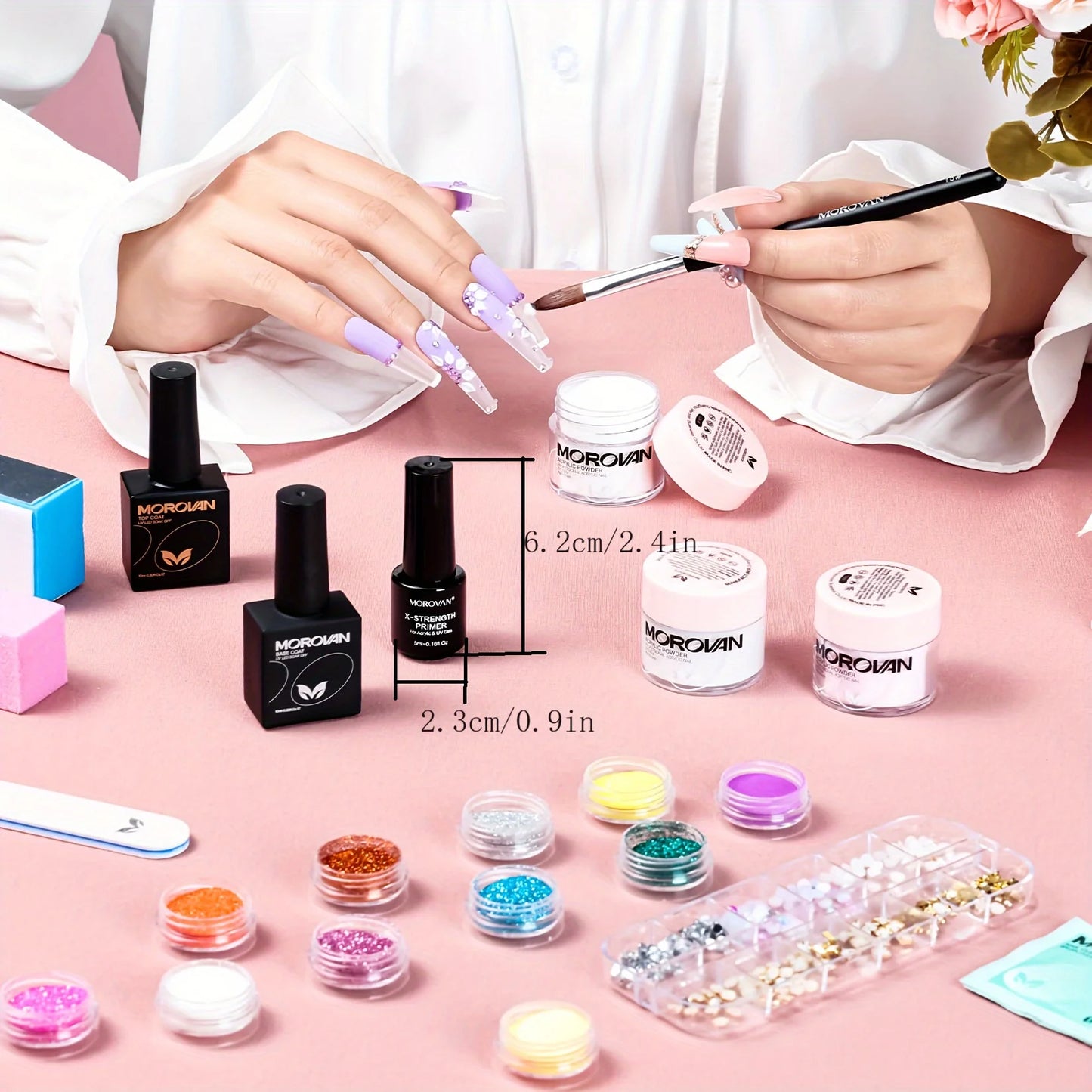 Morovan Professional Beginner Acrylic Nail Starter Kit, Convenient All-In-One Kit For Home Salon, Valentine's Day Holiday Gift