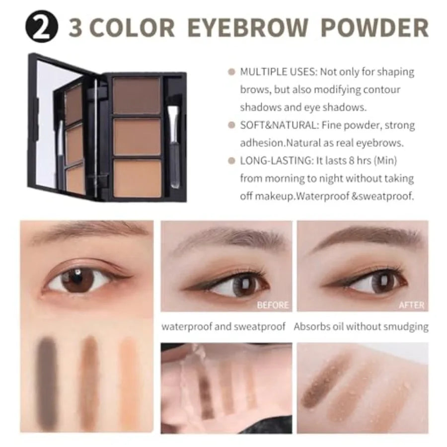 All in One Makeup Kit For Girls 16 Colors Naked Eyeshadow Palette 3Pcs Makeup Brushes Waterproof Eyeliner Pencil Eyebrow Powder