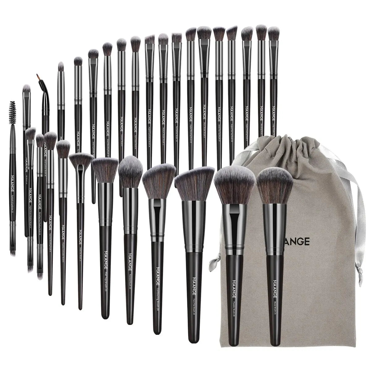 30pcs Professional Makeup Brush Set Foundation Concealers Eye Shadows Powder Blush Blending Brushes Beauty Tools with Bag