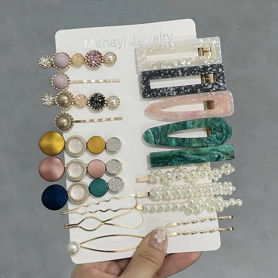 Pearl Acrylic Hair Clips 20 Boho Fashion Barrette Hairpins