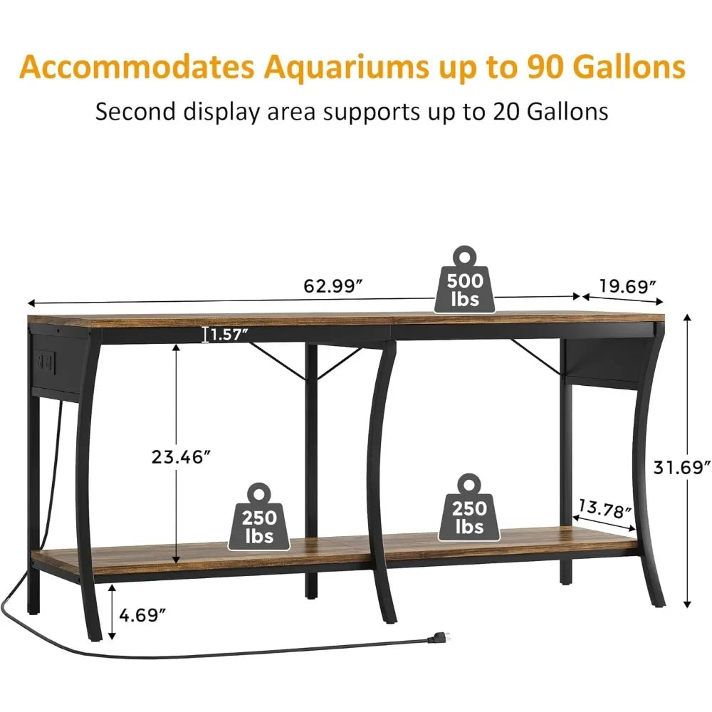 55 To 90 Gallon Fish Tank Stand With LED And Power Outlets