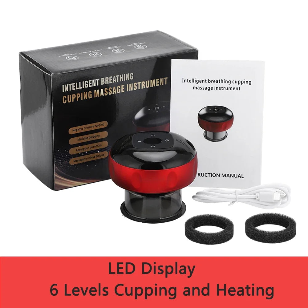 Electric Intelligent Breathing Vacuum Cupping Body Back Massage Device Scraping Physiotherapy Suction Guasha Cans