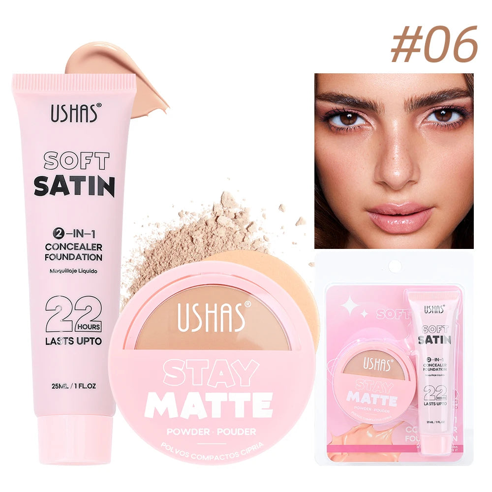 Ushas Makeup Duo - Concealer + Foundation, long-lasting, waterproof, oil-control, and concealing.