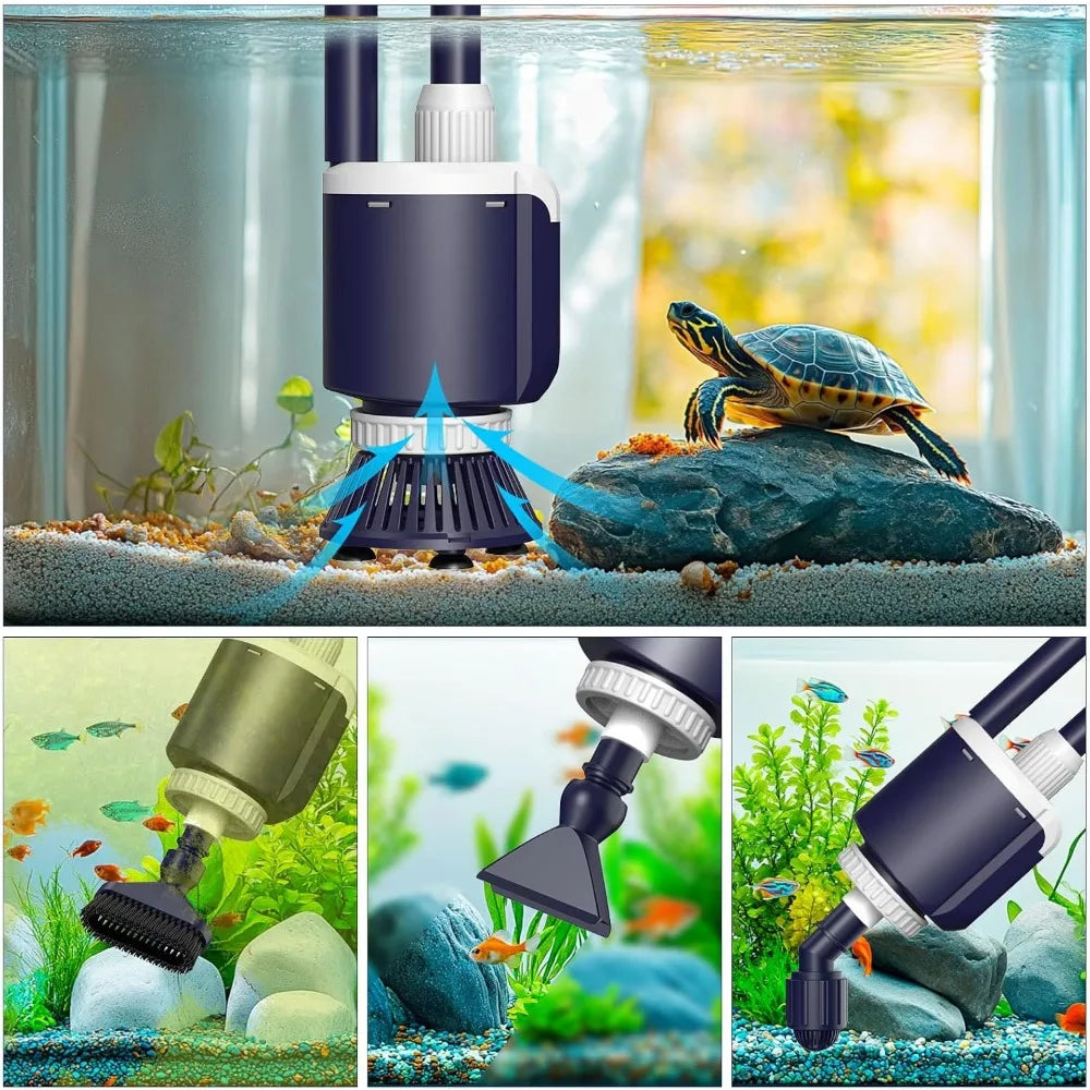 AQQA Fish Tank Cleaner,DC 34W/600GPH Adjustable Water Flow Aquarium Gravel Vacuum,Multi-Filtration Purifies Water Electric Clean