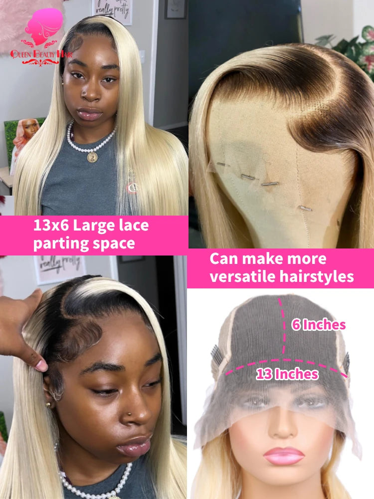 13x6 Lace Frontal Wig Ombre Blonde 1B 613 Full Lace Wig