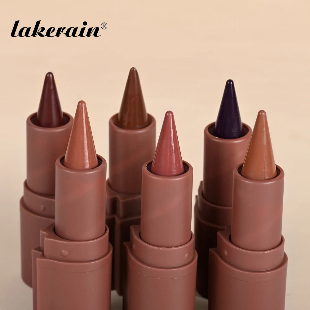 Liner Lipstick 6Colors Matte Black Brown Velvet Lipstick Waterproof Non Sticky Contouring Tint Lipliner Crayon Lip Makeup