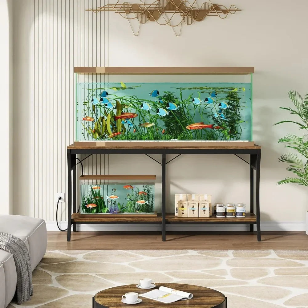 55 To 90 Gallon Fish Tank Stand With LED And Power Outlets