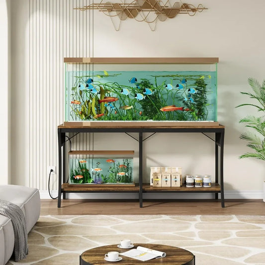 55 To 90 Gallon Fish Tank Stand With LED And Power Outlets