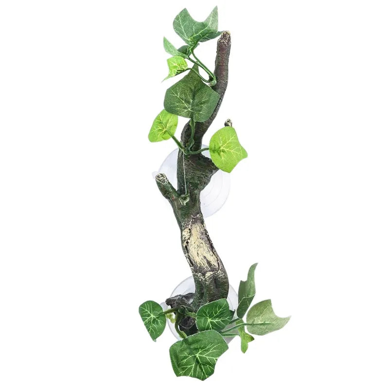 Reptile Terrarium Plant Decoration With Suction Cup Lizard