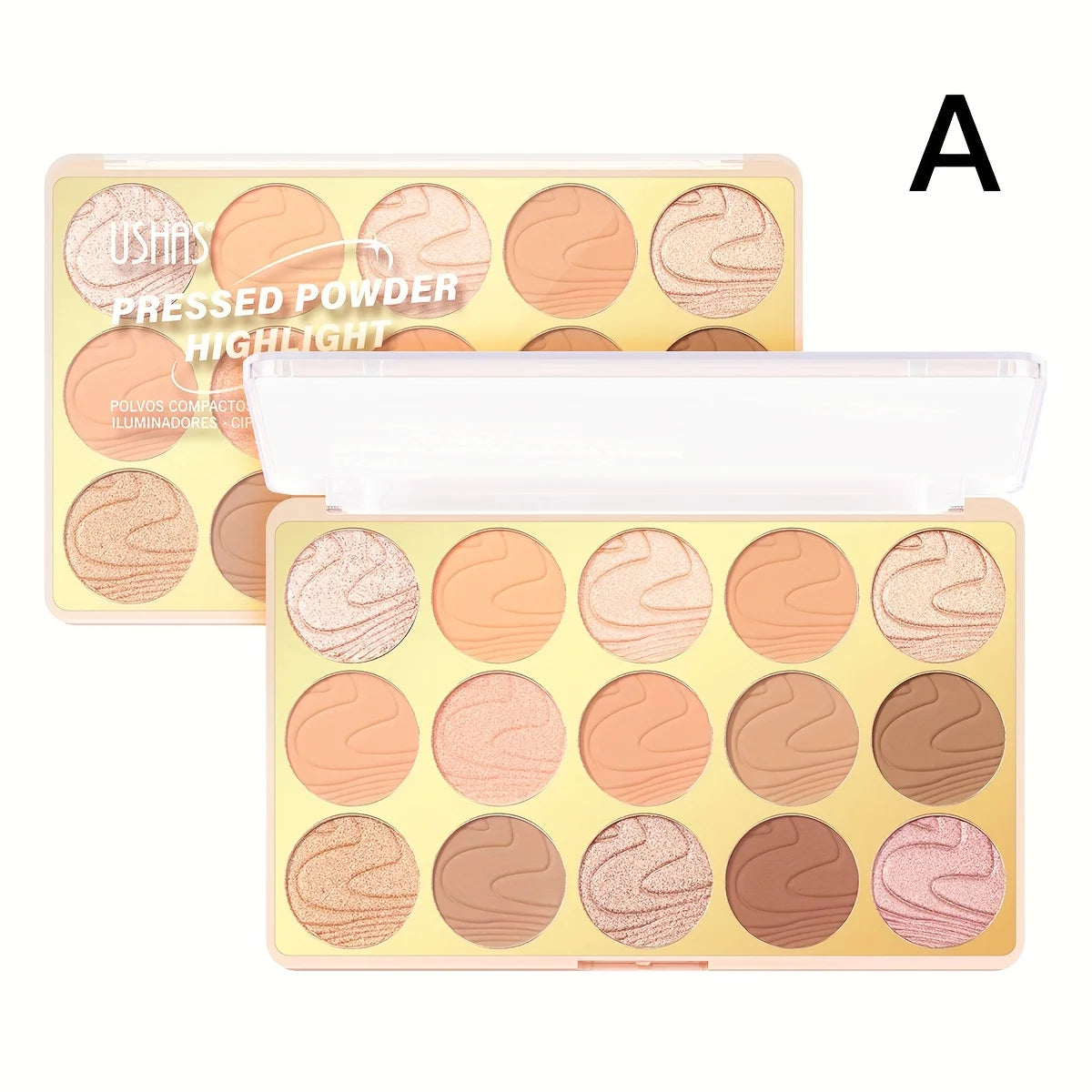15 Color Contour Powder Compact With Highlighter Disc