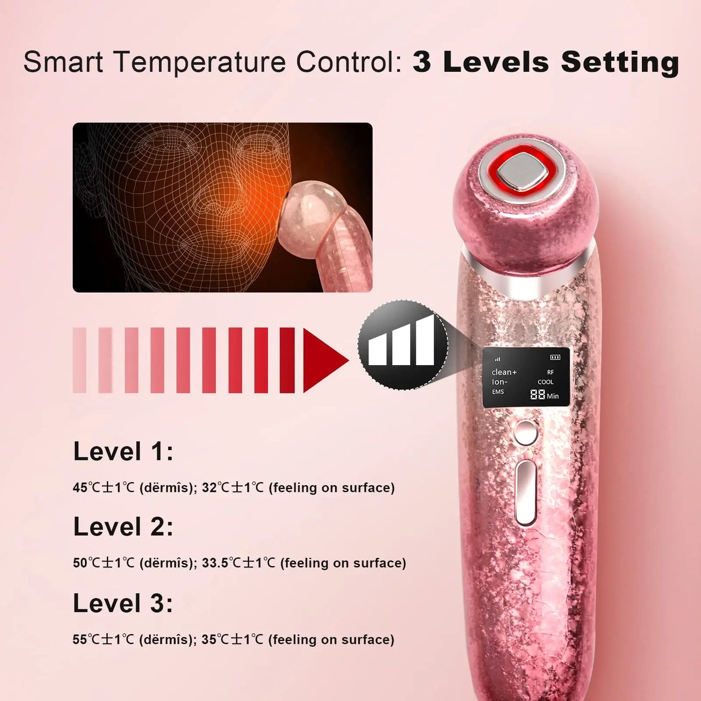 Facial Massager Face Beauty Device LCD Face Beauty Device Neck Skin Care Facial Massager High Frequency Vibration Women Men Gift