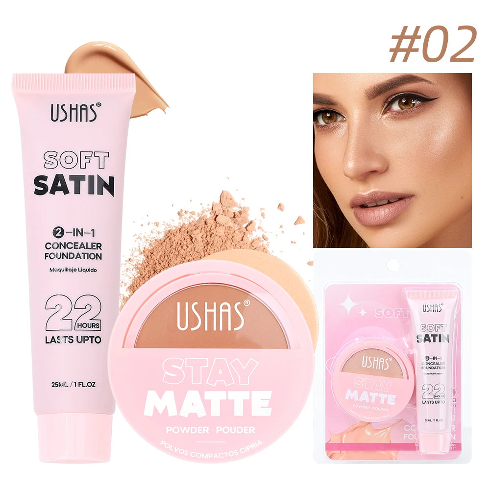Ushas Makeup Duo - Concealer + Foundation, long-lasting, waterproof, oil-control, and concealing.
