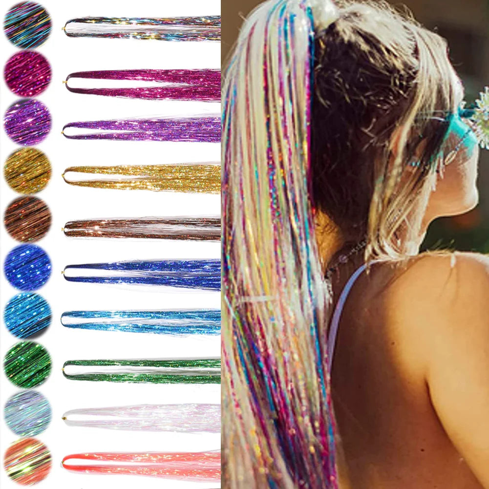 Glitter Hair Tinsel for Women Fairy Sparkling Hair Accessory