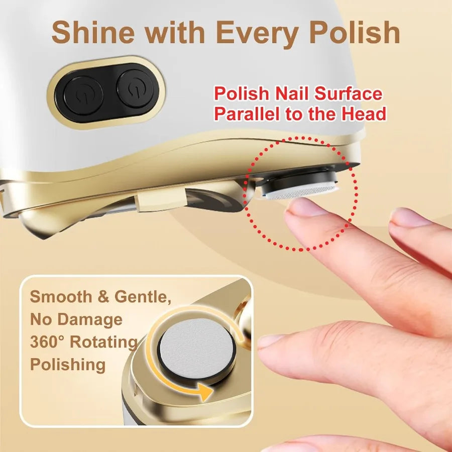 Electric Nail Clipper with Polishing Automatic 2Speed Nail Clippers for Adults Seniors Women Men Safe Fingernail Trimmer Rechar