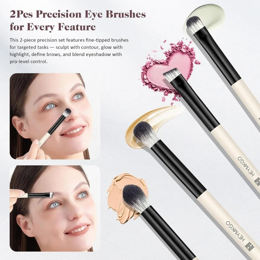 Makeup Brushes Set, 4Pcs Professional Dual-ended Foundation Contour Power Face Eyeshadow Brush set for Liquid,Cream, Powder for