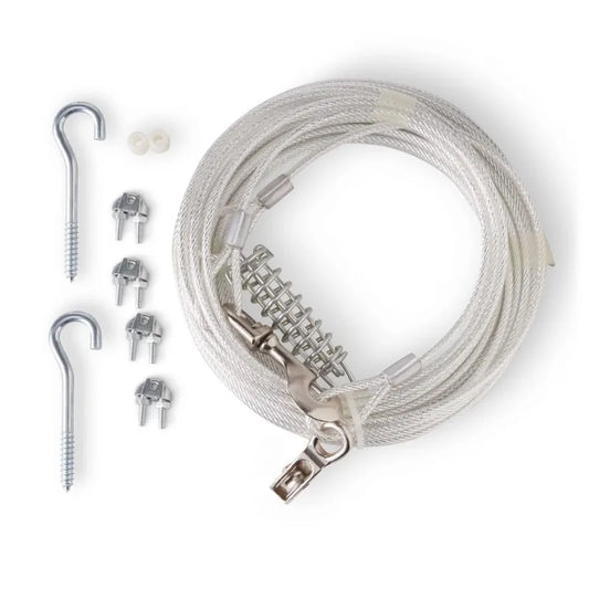 Vinyl-Covered Trolley Cable Tie-Out for Dogs, x-Large, 60' with 10' Runner