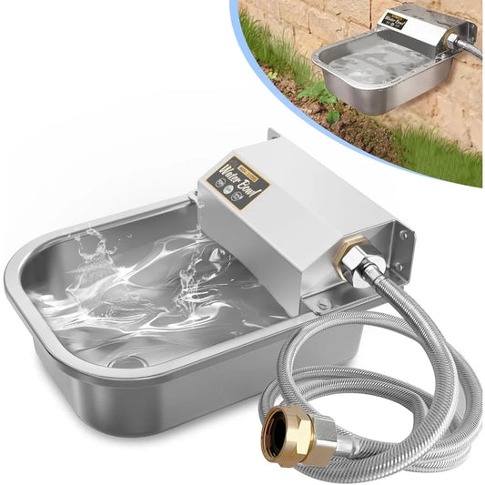 Automatic Water Dispenser for Dogs, 3L/101 oz 304 Stainless Steel Dog Water Feeder, Auto-Fill Large Waterer for Pets & Livestock