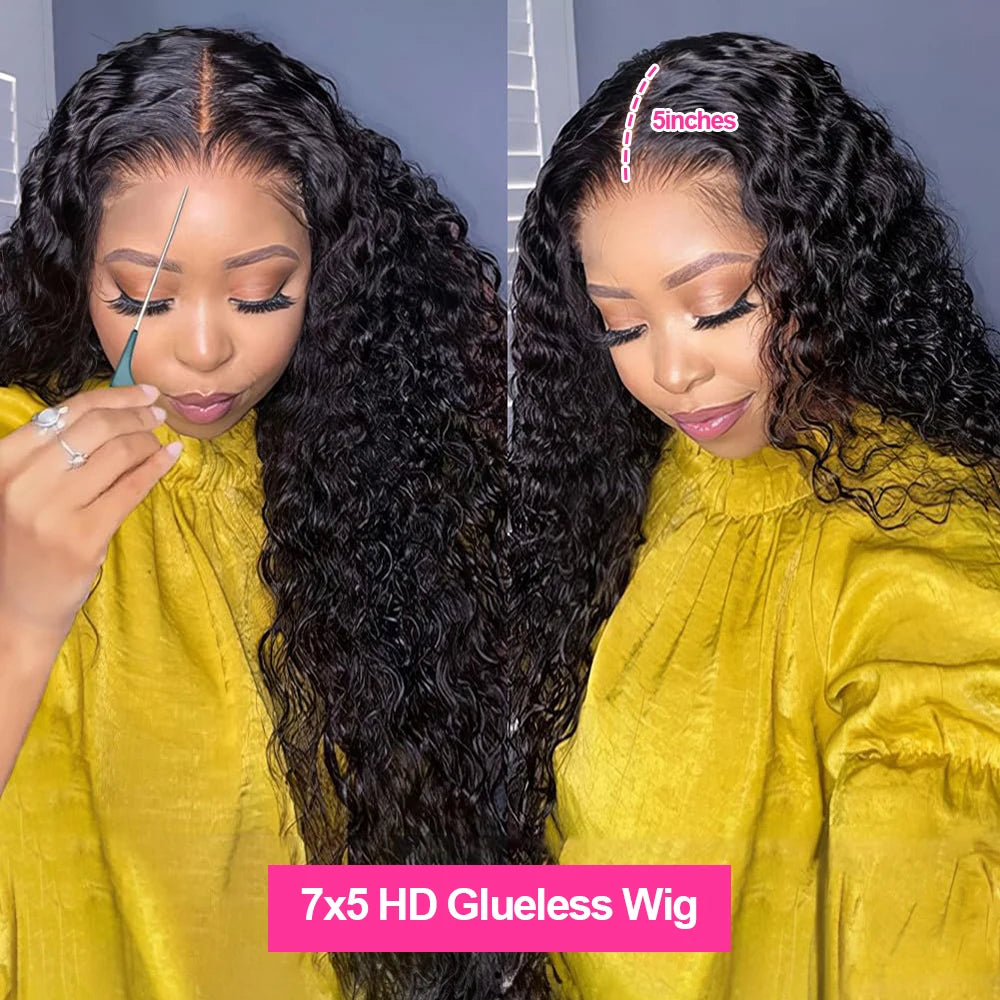 Water Wave Glueless Human Hair Wig 13x6 HD Frontal Wig