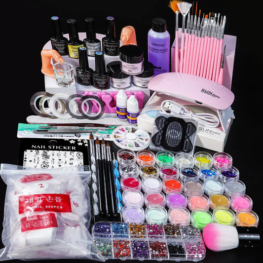Acrylic Nail Kit For Beginners With Acrylic Powder And Liquid Set And Brushes