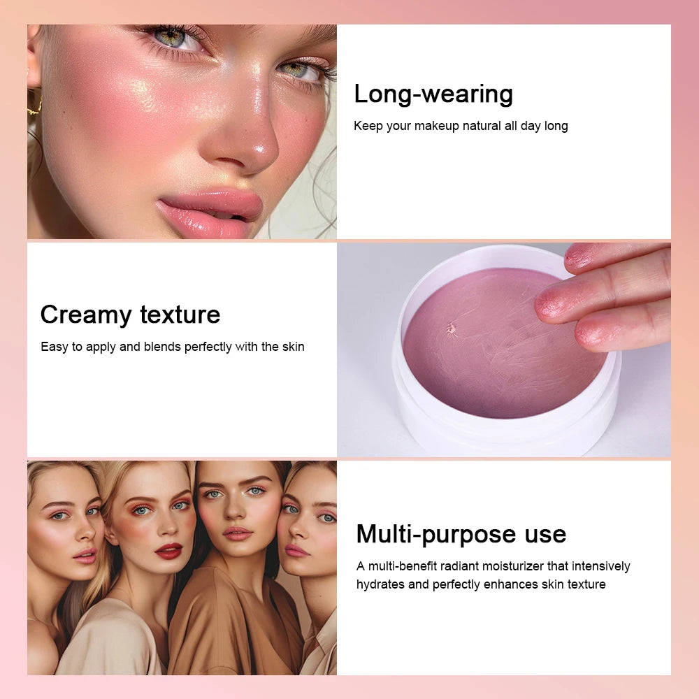 Blush Eyeshadow Lipstick 3-in-1 Powder Makeup Long Lasting Color Blush Girlish Natural Finish