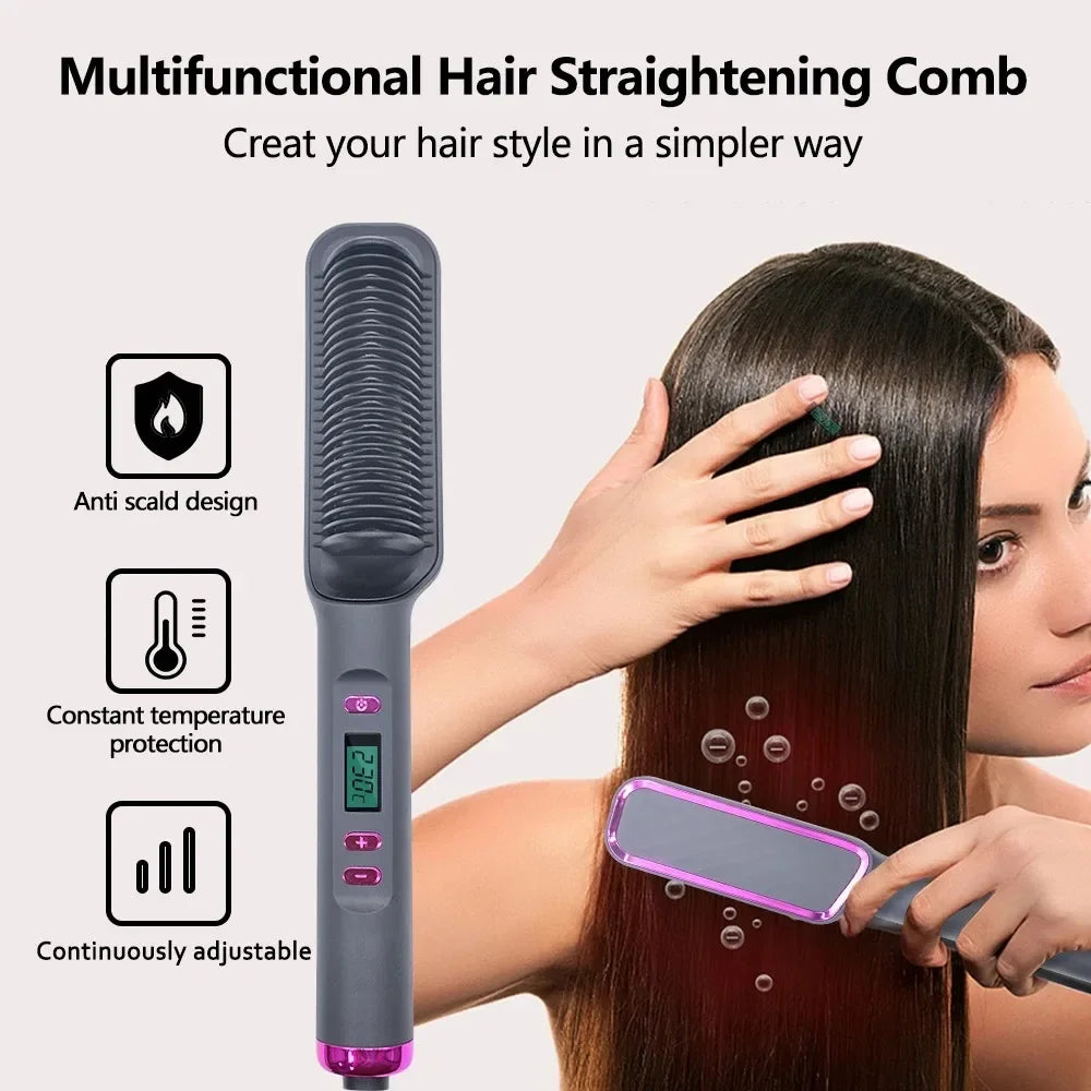 Electric Hot Comb Negative Ion Hair Straightener Brush